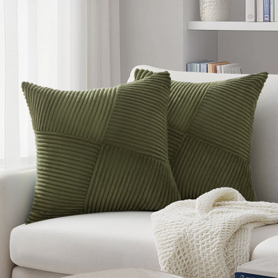Corduroy Throw Pillow Covers,Soft Corduroy Couch Decorative Pillow Covers Windmill Textured Striped Cushion Cover,Set of 2
