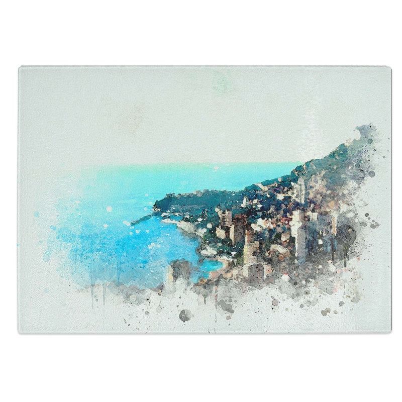 Tempered Glass Skyline of Monte Carlo in Monaco Chopping Board, 39 cm W x 28.5 cm L