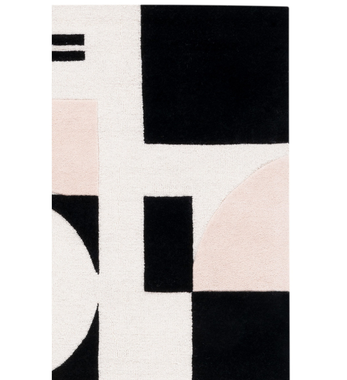 Felipe Blush Black Hand-Woven Wool Geometric Rug, Runner 2'3" x 8'