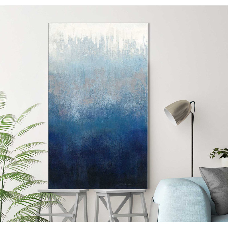 « silver wave i », reproduction de peinture à l’acrylique sur toile, H 30 po x l 18 po x P 1 po, Toile tendue