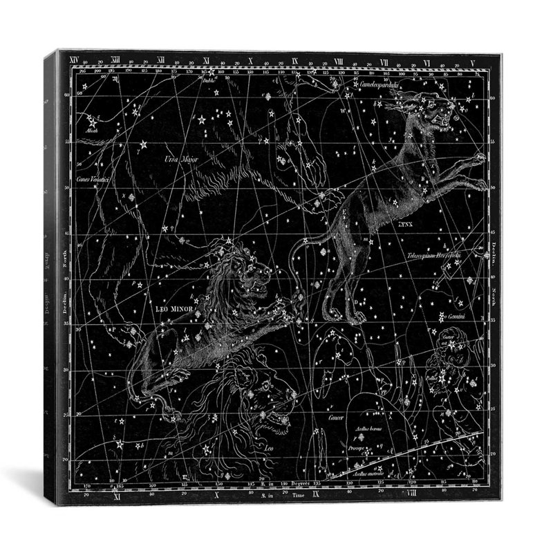 Cartes et graphiques «Atlas céleste - planche 5 (Lynx, lion mineur)» par Alexander Jamieson, impression sur toile