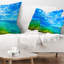 Coussin pittoresque «Seashore» bleu vert