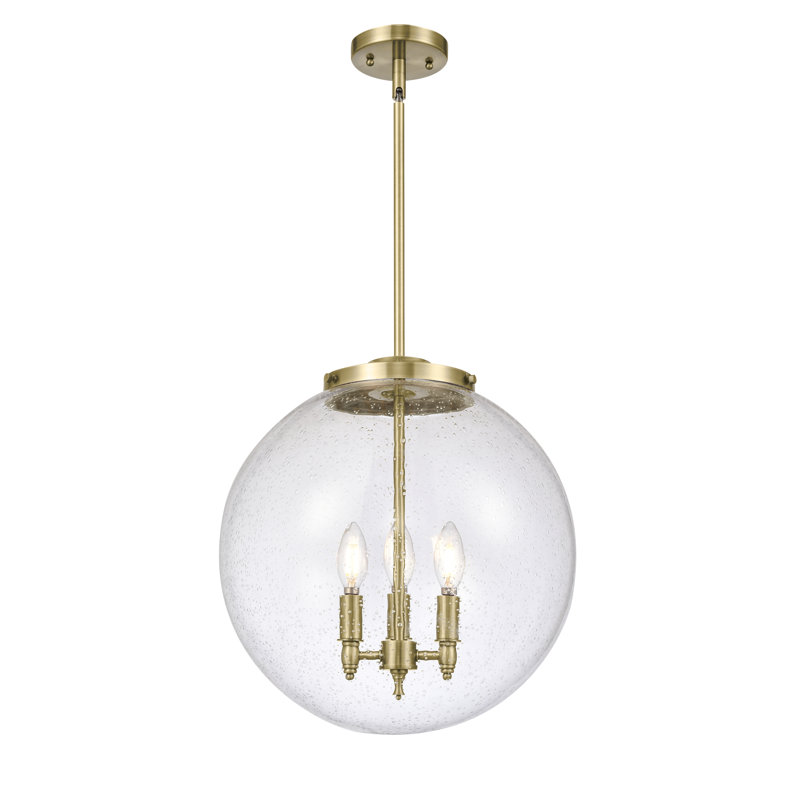 Frederick 3 - Light LED Pendant, Antique Brass, 17" H x 16" W x 16" D, Seedy