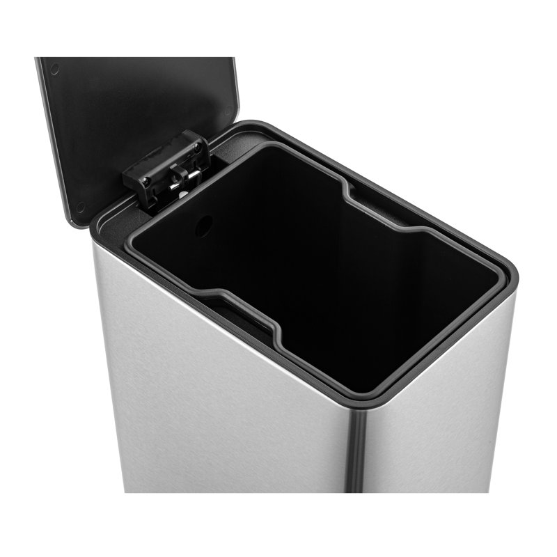 Slim Silver Stainless Steel Pedal Trash Can 2.6 Gallons
