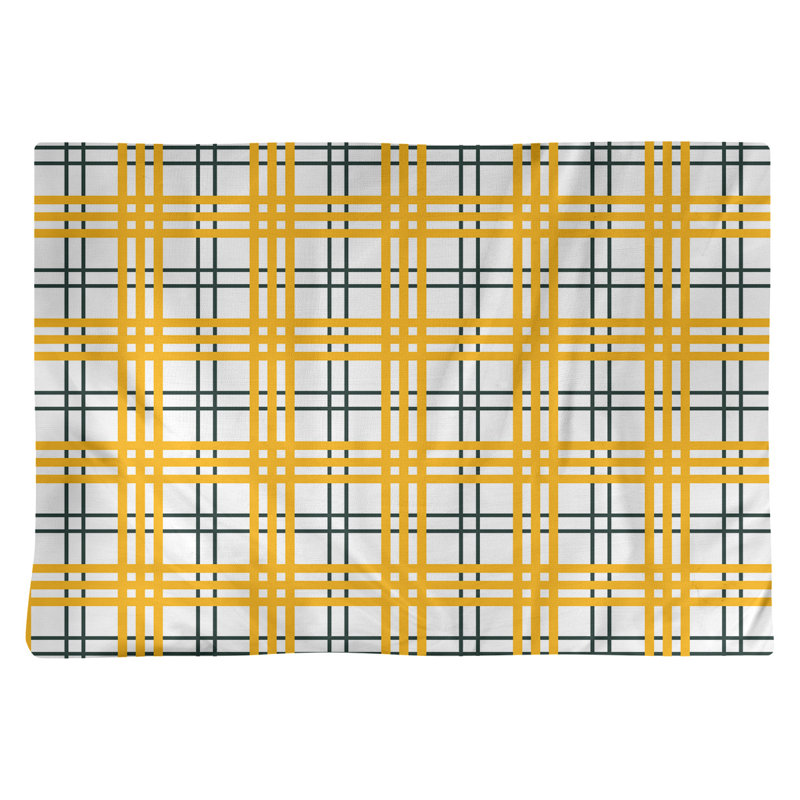 Cotton Plaid Rectangle Placemat, White/Dark Green/Gold
