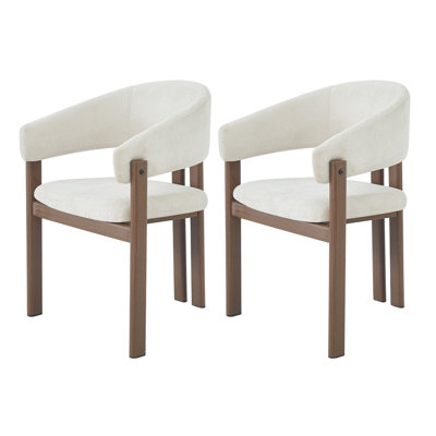 Linen Upholstered Metal Armchair in Beige