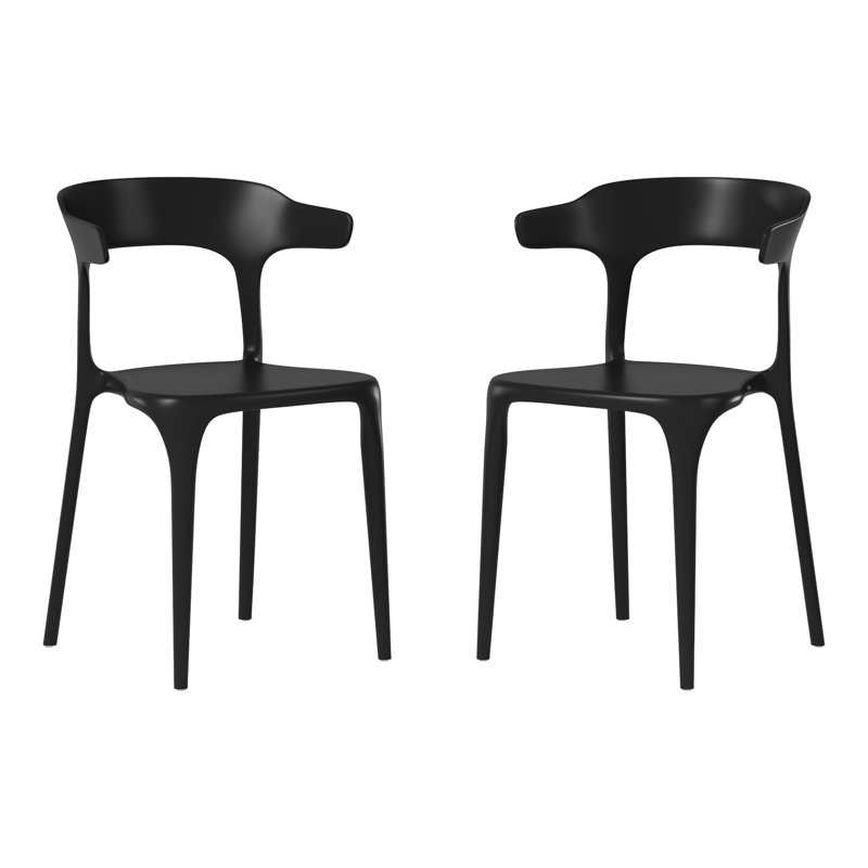 Chaise de salle à manger d'extérieur empilable, Noir