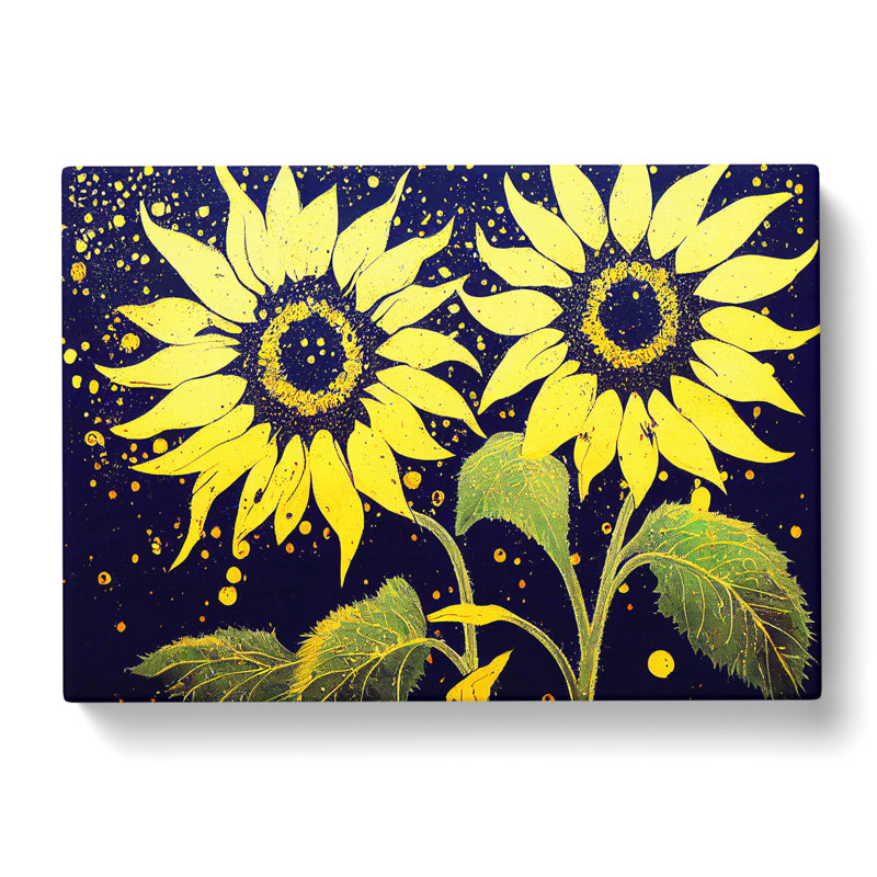 Sunflower Splashed Abstract - Wrapped Canvas, 35cm H x 50cm W x 3cm D