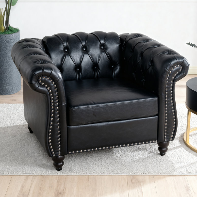 Ensemble de 2 chaises capitonnées Chesterfield, Noir