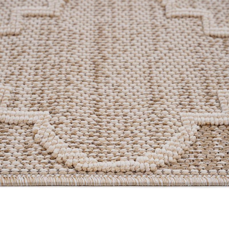 Cream /Trellis Indoor/Outdoor Area Rug, Rectangle 4' x 6'2", Cream
