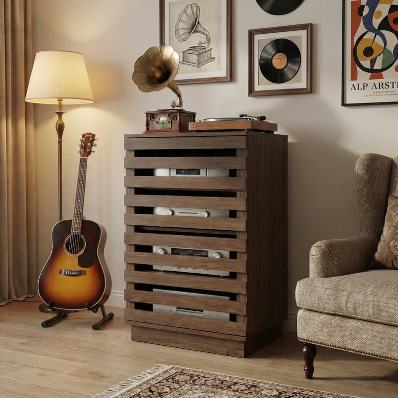35.4 " H Media Shelves, Brun