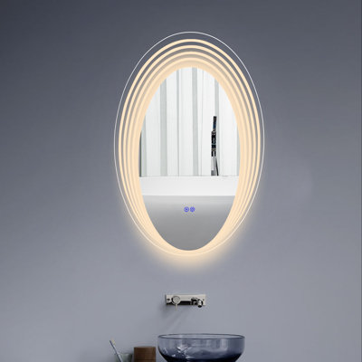 CHLOE Lighting LUMINOSITY Miroir à DEL tactile rétroéclairé ovale 3 températures de couleur 3000K-6000K 36 "de hauteur