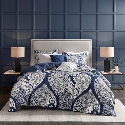 Housse de couette 6 pièces très grand / très grand avec coussins décoratifs brodés en coton pour très grand lit, très facile à nettoyer