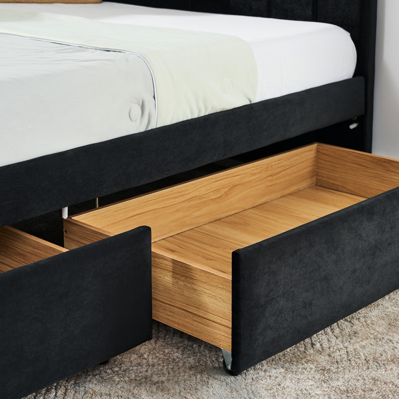 Full Size Velvet Daybed With Two Drawers, Comfortable And , Contemporary Style For Office Decor Size, Upholstered Daybed, Material, , Modern, Living Room