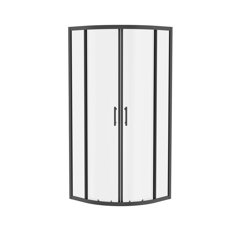 Selana Sliding Door Quadrant Slate Effect Round Shower Enclosure with Tray  1900 x 900 mm, White, Black