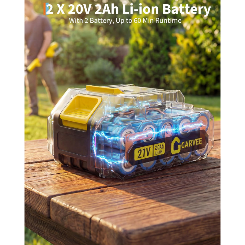 Désherbeur sans fil 12 pouces avec 2 piles, roues, 8 bobines, alimentation automatique et chargeur rapide