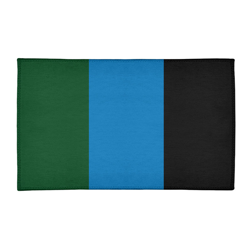 Tapis à rayures vert/bleu/noir, Rectangle 5 pi x 7 pi
