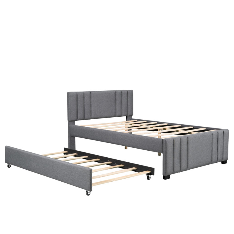 Full Upholstered Platform Bed With Trundle