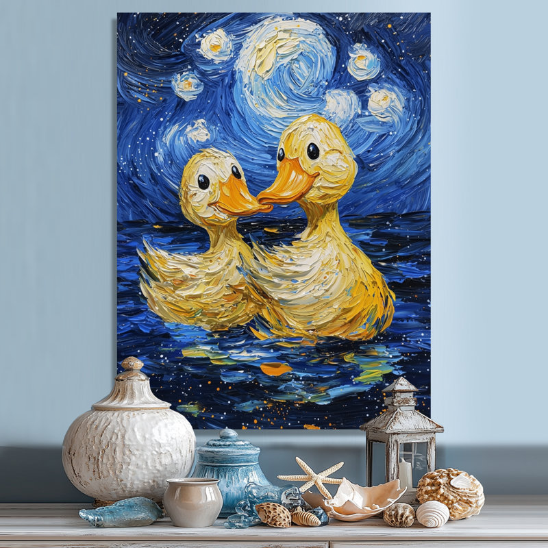 «Cute Ducks» par Vincent - Art mural en métal animalier, impression sur métal moderne, H 20 po x l 12 po x P 0,84 po