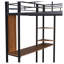 Lit mezzanine double en métal avec bureau et tablettes intégrés