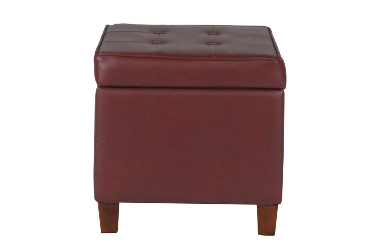 Whitnash 17.5" Wide Faux Leather Tufted Square Ottoman with Storage