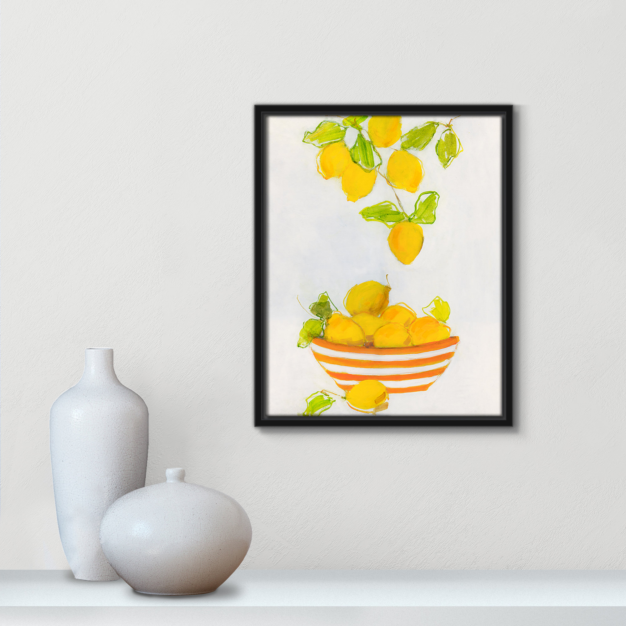 Lemonlicious by Sally Swatland - Painting Print, Black Framed Canvas, 15.5" H x 12.5" W x 2" D