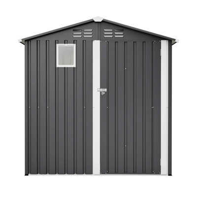 Metal Outdoor Storage Shed 6Ft X 4Ft, Steel Utility Tool Shed Storage House, Metal Sheds Outdoor Storage For Backyard Garden Patio Lawn