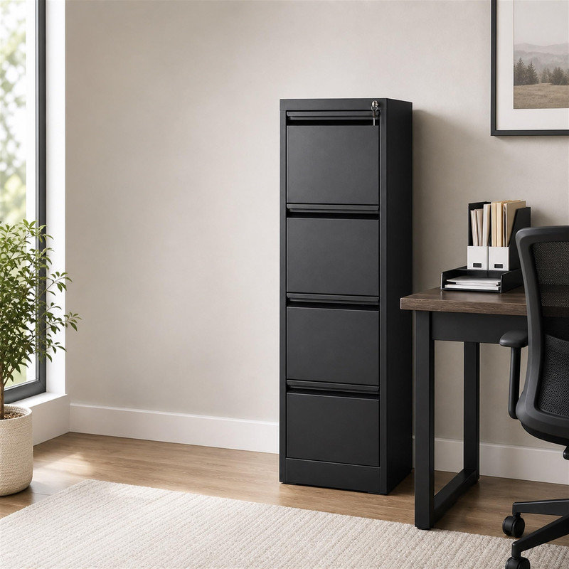 Classeur mobile en métal à 4 tiroirs, rangement verrouillable pour bureau personnel