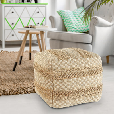Allmon Modern Boho Solid Hand-Made Jute/Cotton Ottoman Pouf