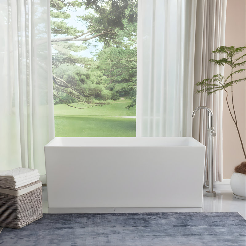 55" x 29" Freestanding Soaking Acrylic Bathtub