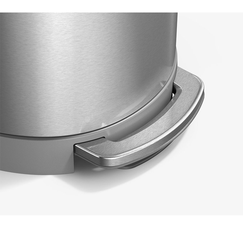 Simplehuman 45L Semi-Round Step Can with Liner Pocket, Brushed Stainless Steel, Brushed Stainless Steel