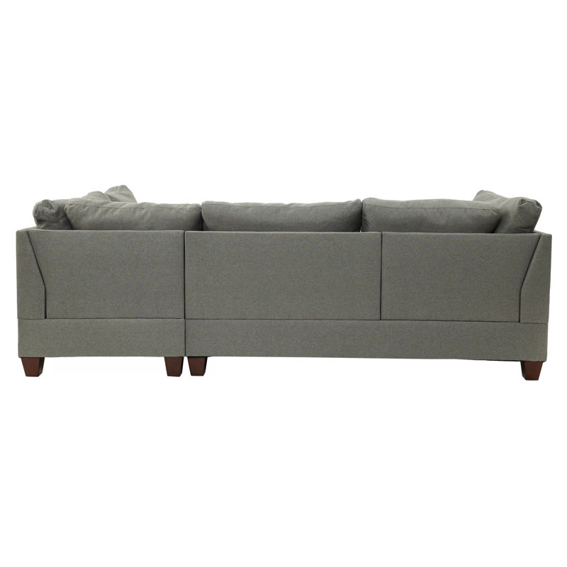 Sylko 3 - Piece Upholstered Reversible Sectional with Ottoman, Gray Polyester Blend