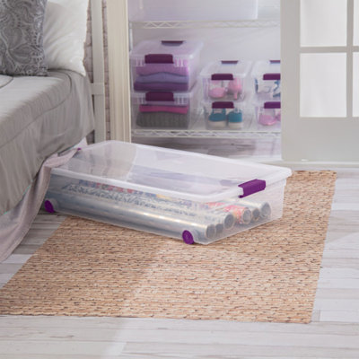 Sterilite 60 Qt ClearView Latch Wheeled Stackable Storage Box, 4 Pack