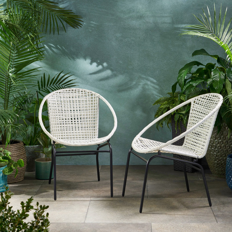 Ensemble de 2 chaises d'extérieur en osier Java, avec structure en fer, pour une assise confortable et élégante