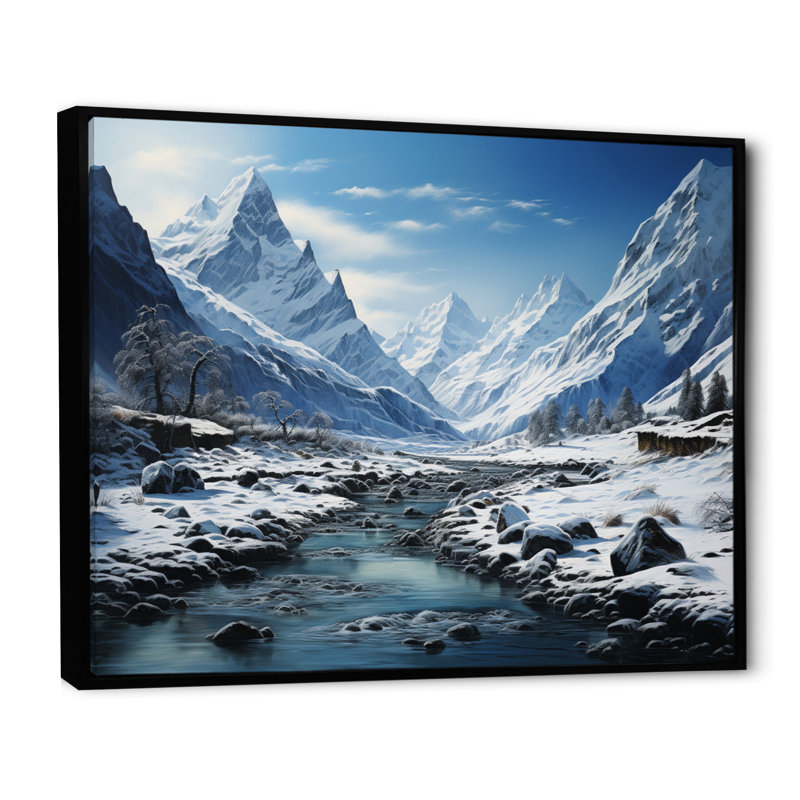 Winter Tranquility Mountains I - reproduction imprimée, 24" H x 32" W, Cadre flottant noir