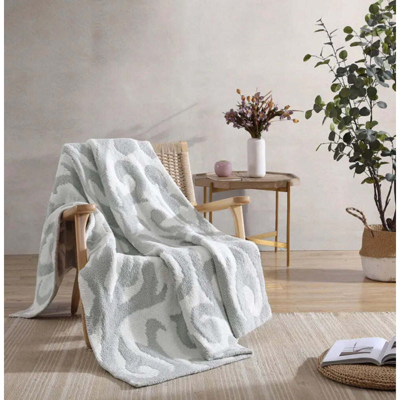 Casablanca Throw Blanket, Taupe/Off White Abstract