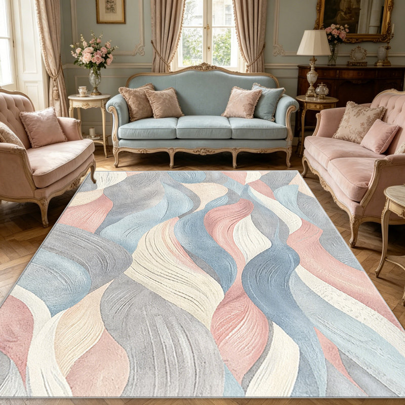 Soft Pastel Wave Abstract carpet-easy to clean, machine-washable, soft and comfortable; suitable for door mats, kitchens, living rooms, bedrooms, corridors, and laundry areas. Easy to clean, durable carpet for home decoration.