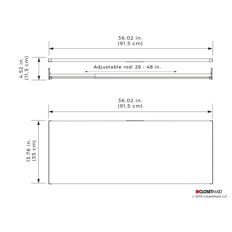 Modular Storage 73" W - 93" W Closet System Starter Kit, White