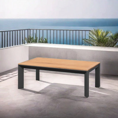 Table de bout d'extérieur rectangulaire en teck durable Veator
