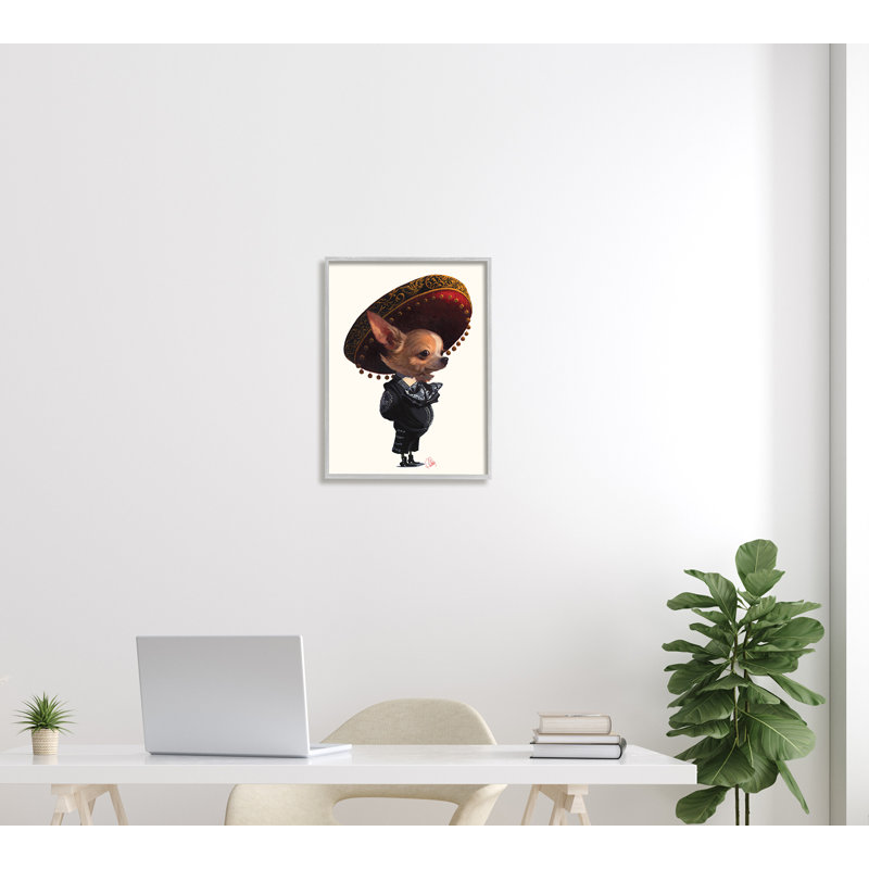 Mariachi Chihuahua avec Sombrero - impression, H 30 po x l 24 po x 1,5 po, Estampe numérique Farmhouse