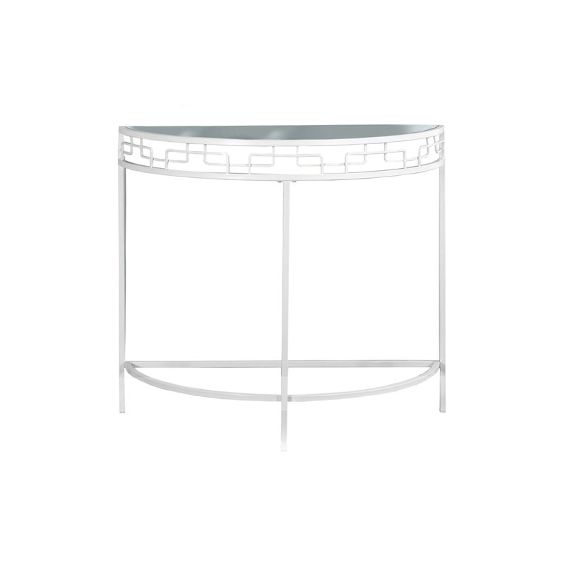 Accent Table, Console, Entryway, Narrow, Sofa, , , Clear Tempered Glass,  Metal, Contemporary,, White