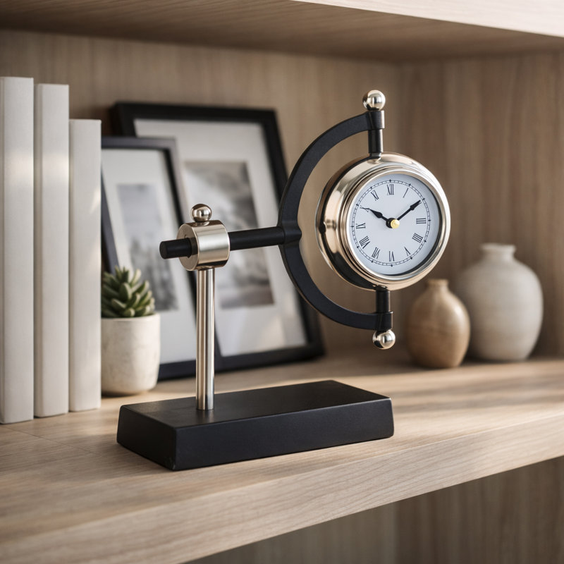 Aparicio Tia Desk Clock, Silver/Black