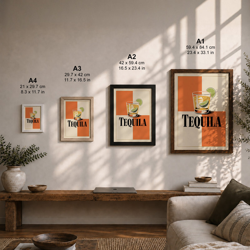 Tequila Retro - Framed Print, A1 - 84.1 x 59.4 cm, Unframed