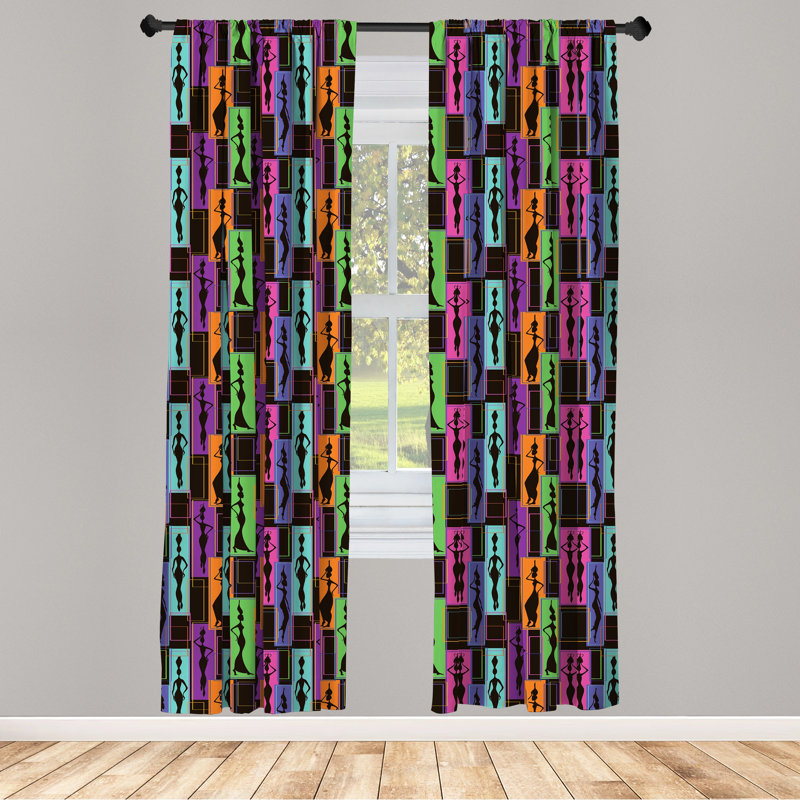 African Semi-Sheer Rod Pocket Curtain Panels, 28" x 95"