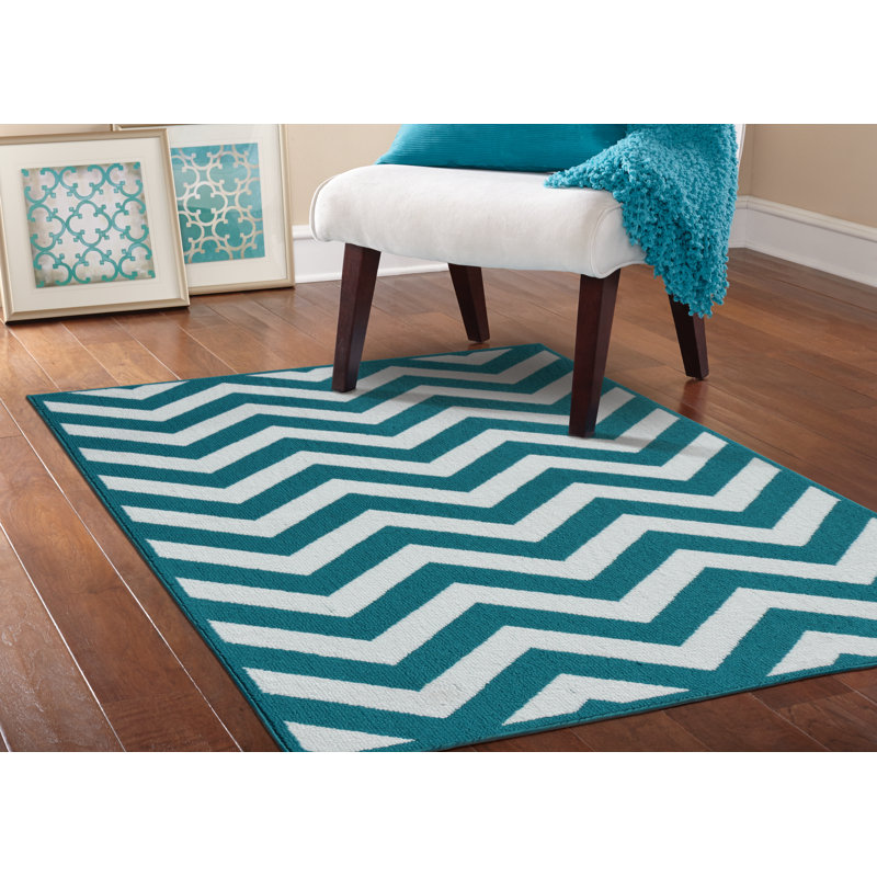 Tapis bleu sarcelle / blanc Snellville