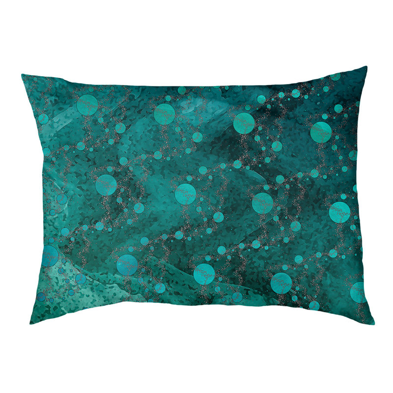 Coussin d'extérieur pour chien Byrge Planets Stars, Grand (l 42,5 po x P 32,5 po x H 14 po), Vert et bleu