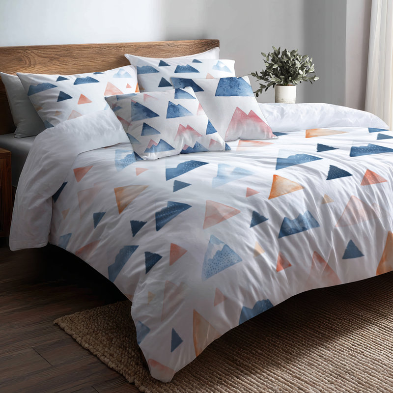 Ensemble de literie à motif géométrique pour enfants, ensemble de 3 mini-montagnes, Grand lit