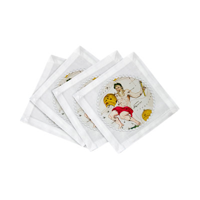 Zodiac Aquarius Cotton Sateen Cocktail Napkins