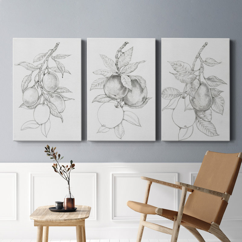 Branche de fruitier I, toile tendue avec châssis de qualité supérieure - prête à être accrochée, H 48 po x l 96 po x P 1 po