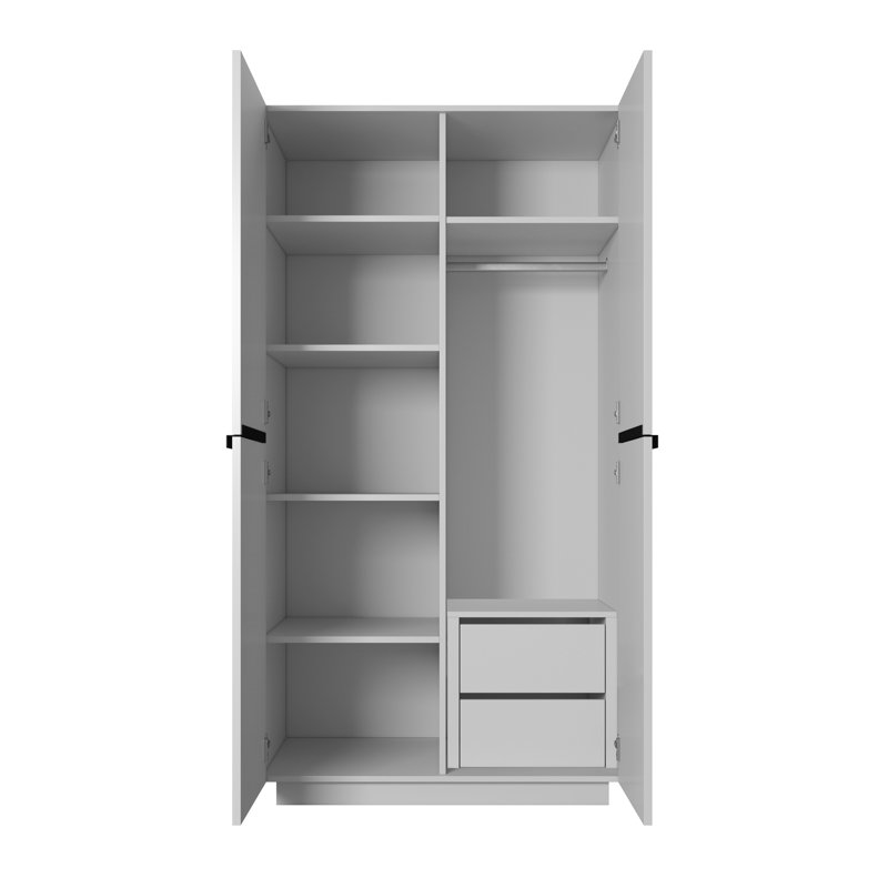 Badal Manufactured Wood Wardrobe, White/Matte Black